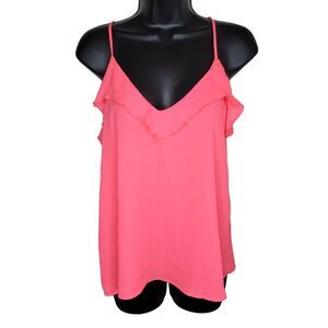 Lily White Nwt Hot Pink Ruffle Swing Camisole Tank Top Size Small